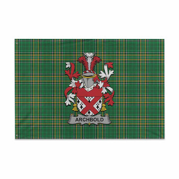Tartan Vibes Clothing Archbold Irish Clan Tartan House Flag with Coat of Arms