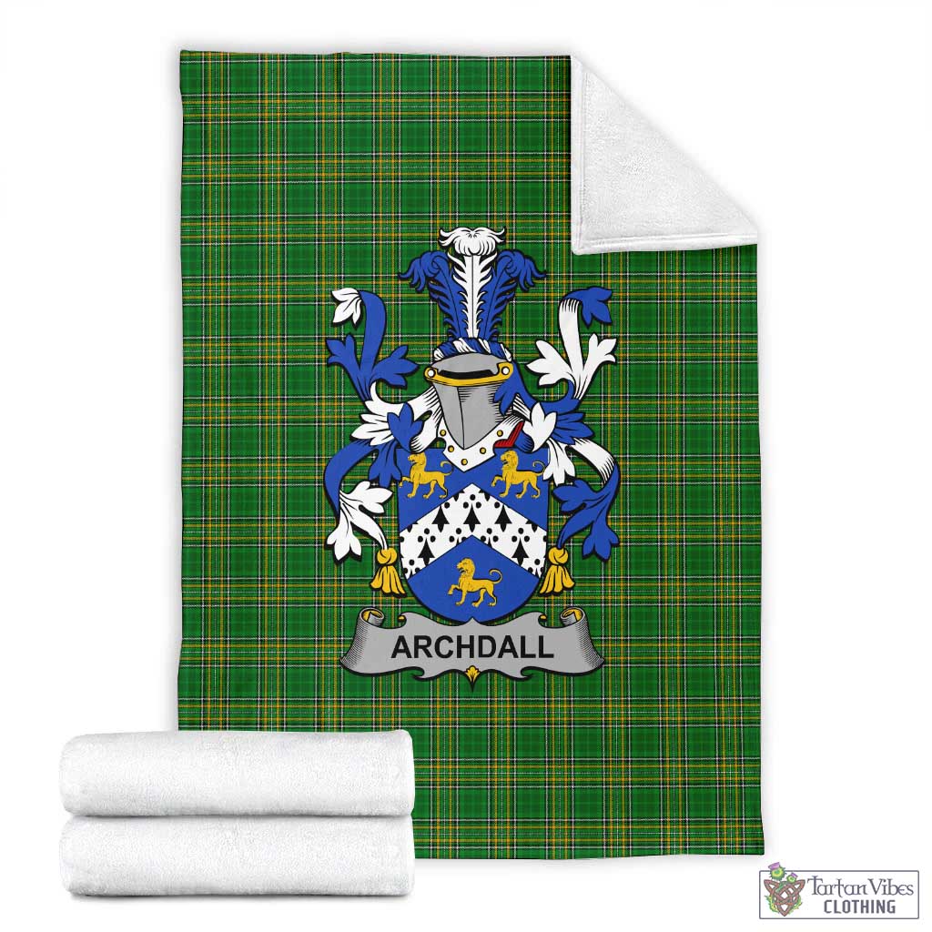 Archdall Irish Clan Tartan Blanket with Coat of Arms X-Large 59 x 79 inches 150 x 200 cm - Tartan Vibes Clothing