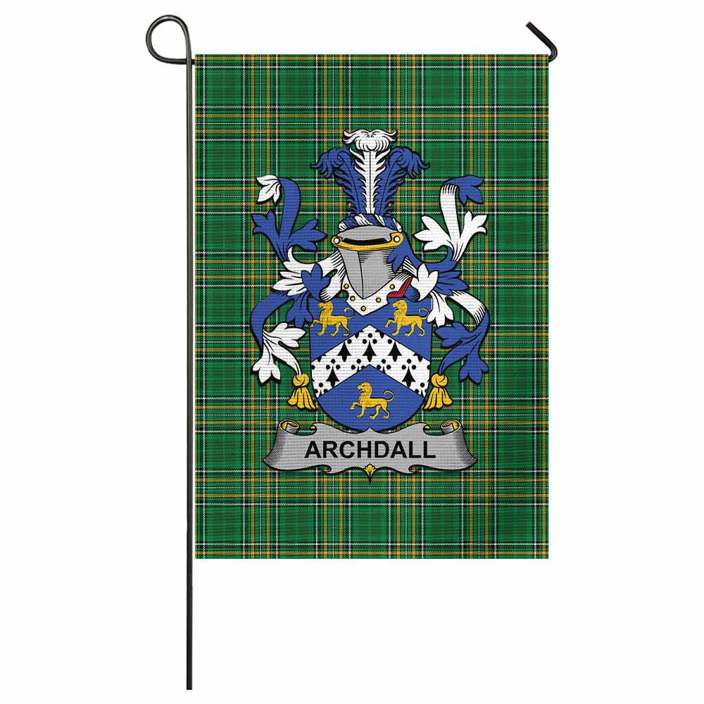Archdall Irish Clan Tartan Flag with Coat of Arms