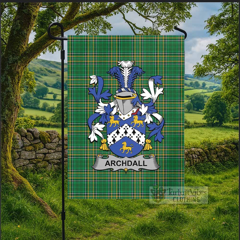 Archdall Irish Clan Tartan Flag with Coat of Arms
