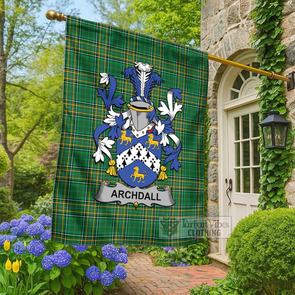 Archdall Irish Clan Tartan Flag with Coat of Arms