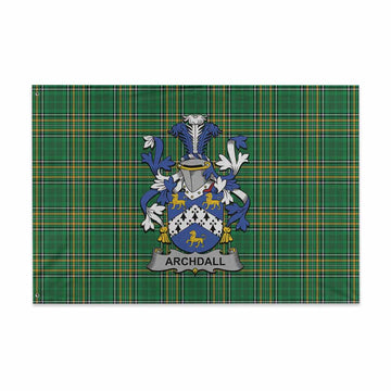 Tartan Vibes Clothing Archdall Irish Clan Tartan House Flag with Coat of Arms