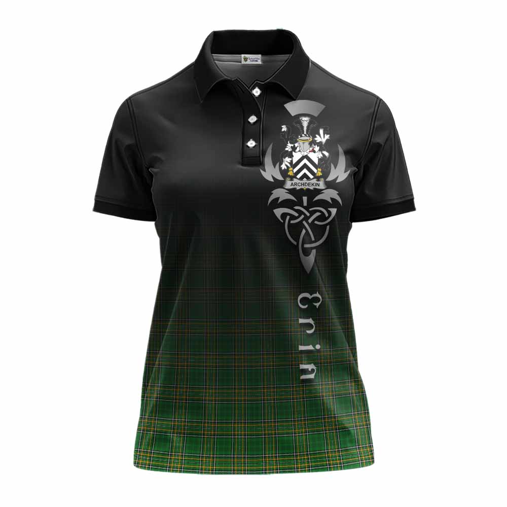 Tartan Vibes Clothing Archdekin Irish Clan Women's Polo Shirt with Coat of Arms Erin Go Bragh Celtic Inspired