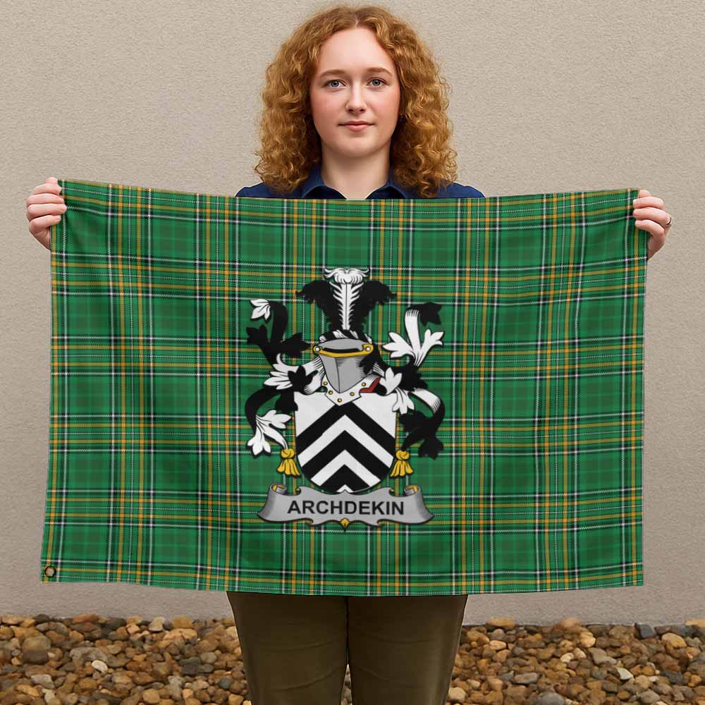 Tartan Vibes Clothing Archdekin Irish Clan Tartan House Flag with Coat of Arms