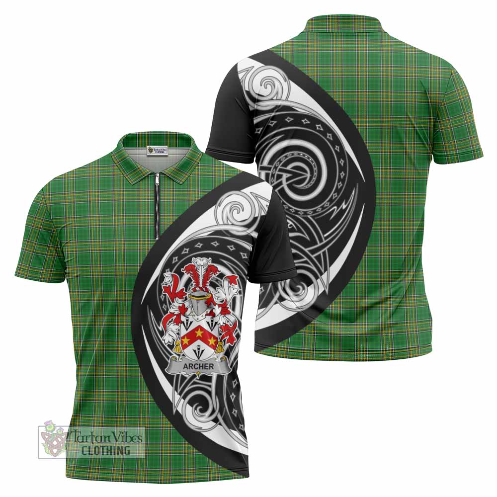 Archer Irish Clan Zipper Polo Shirt Celtic Circle Style - Tartan Vibes Clothing
