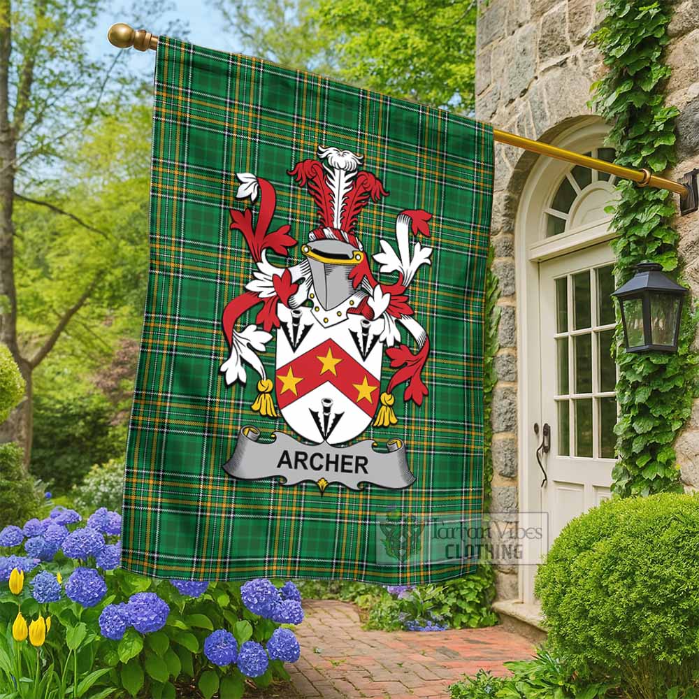 Archer Irish Clan Tartan Flag with Coat of Arms