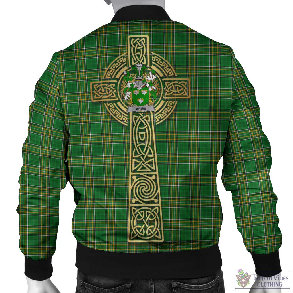 Tartan Vibes Clothing Aries Irish Clan Tartan Bomber Jacket with Coat of Arms Celtic Tree of Life Style