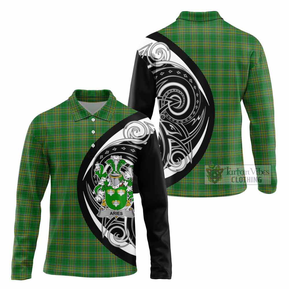Tartan Vibes Clothing Aries Irish Clan Long Sleeve Polo Shirt Celtic Circle Style