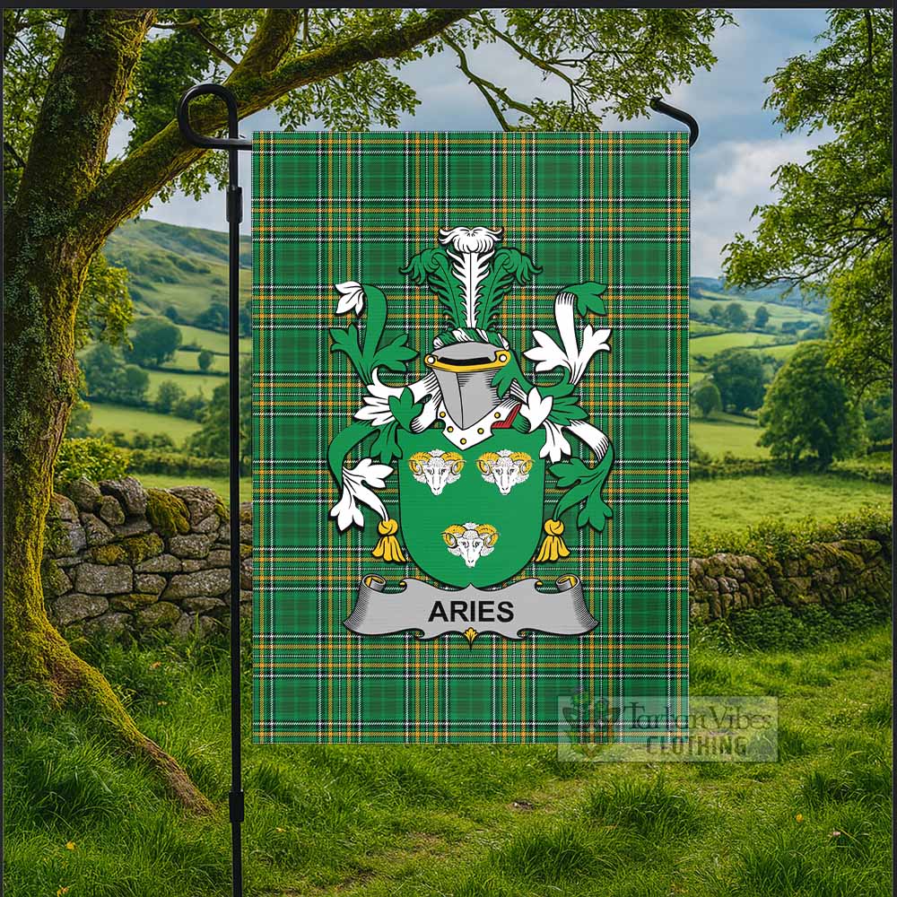 Aries Irish Clan Tartan Flag with Coat of Arms