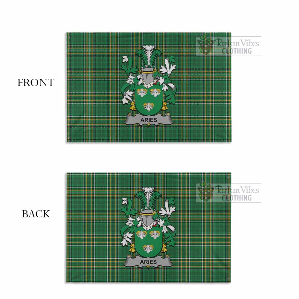 Tartan Vibes Clothing Aries Irish Clan Tartan House Flag with Coat of Arms