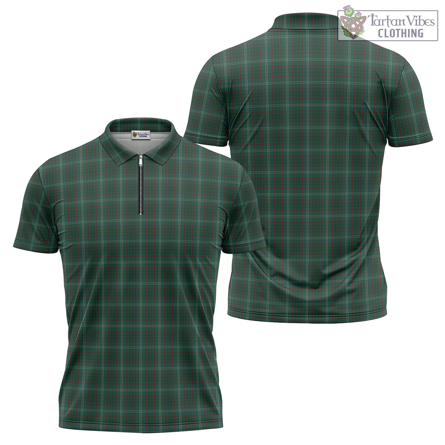 Armagh County Ireland Tartan Zipper Polo Shirt Unisex - Tartan Vibes Clothing
