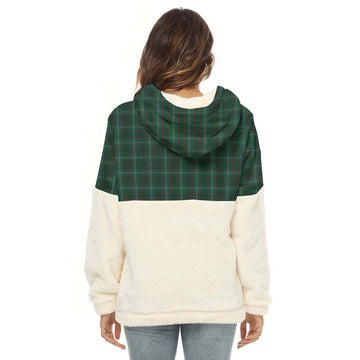 Armagh County Ireland Tartan Half Style Women's Borg Fleece Hoodie with Half Zip