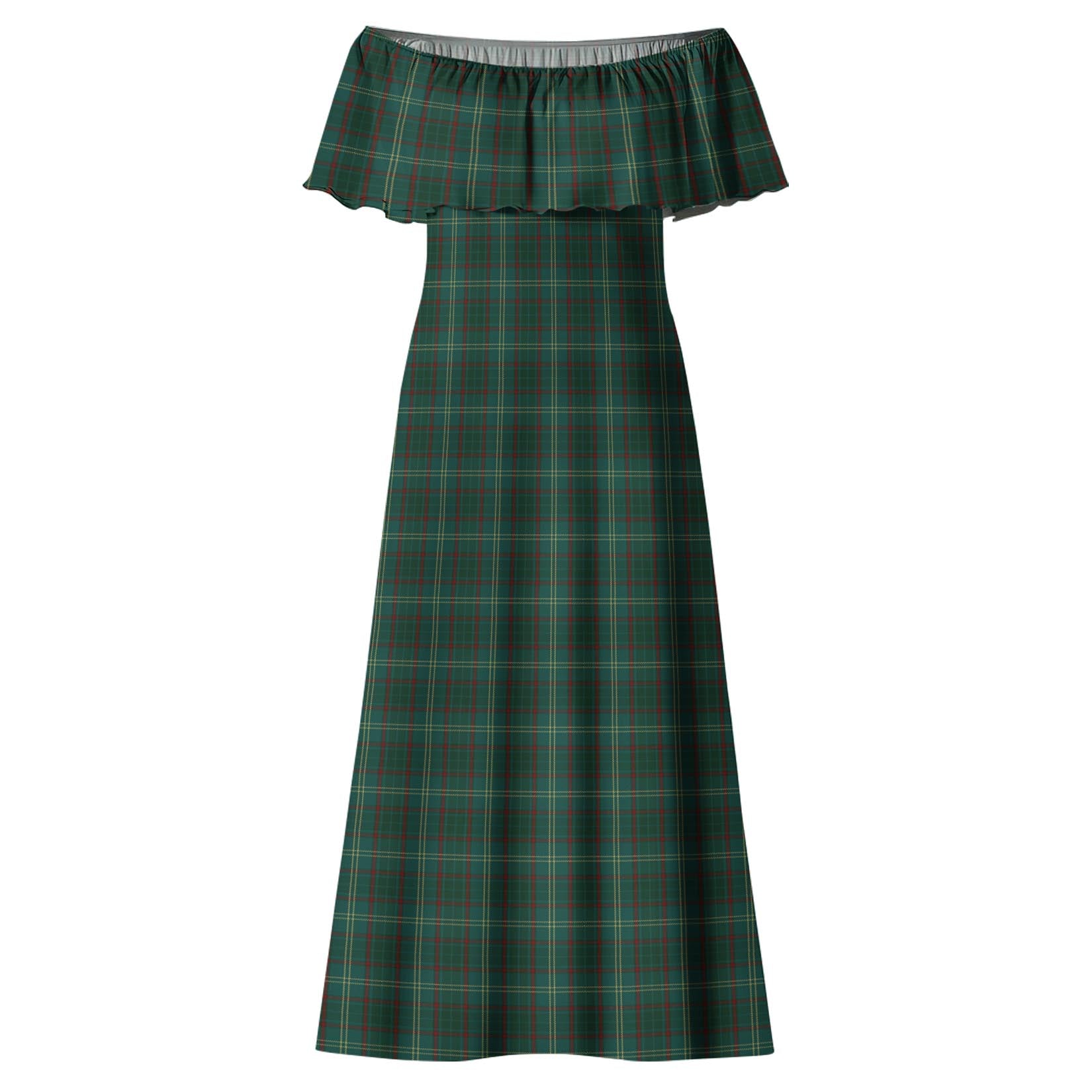 Armagh County Ireland Tartan Off Shoulder Long Dress - Tartanvibesclothing