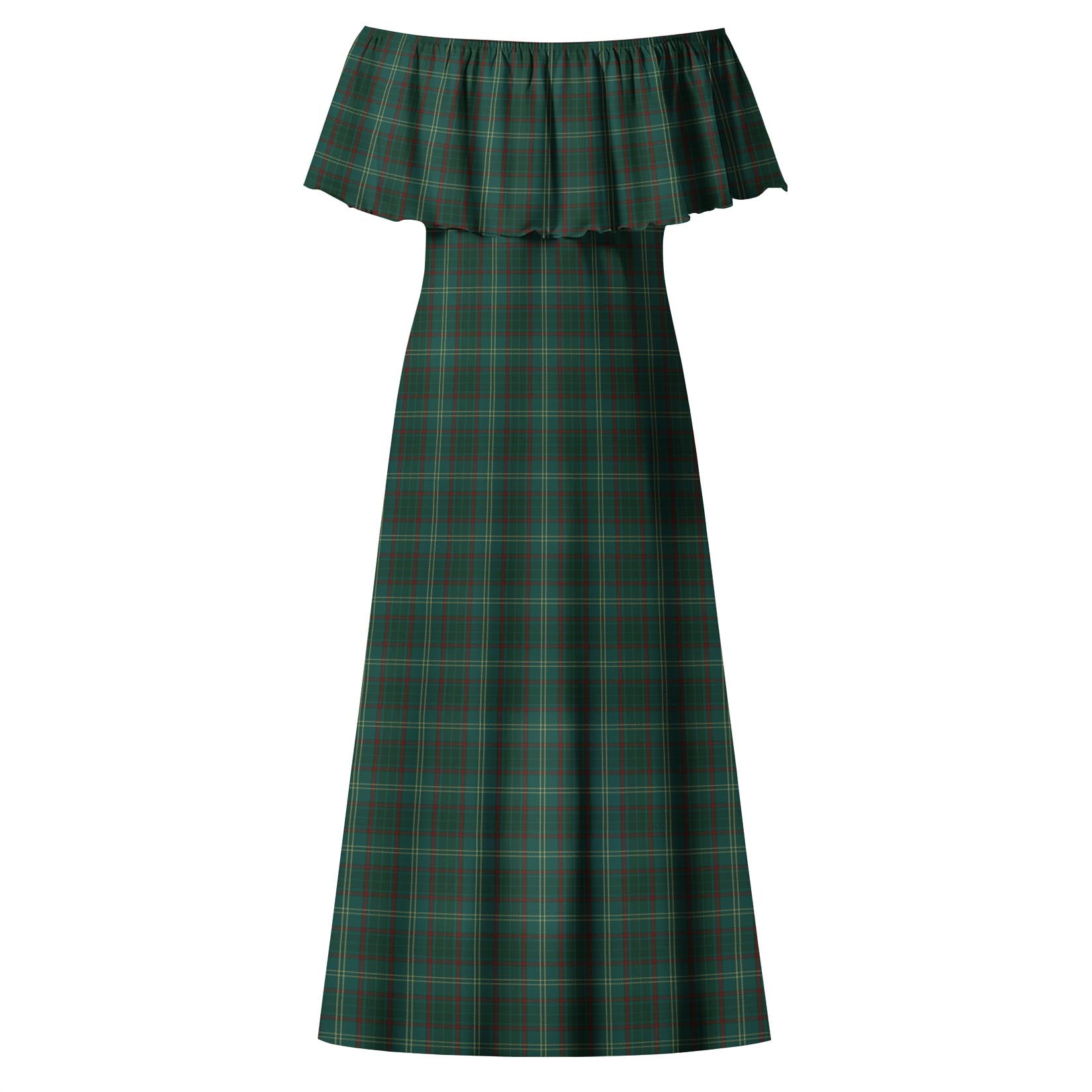 Armagh County Ireland Tartan Off Shoulder Long Dress - Tartanvibesclothing
