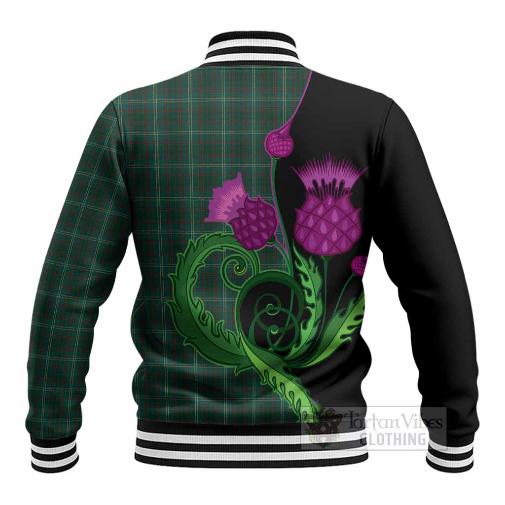 Armagh County Ireland Tartan Baseball Jacket Traditional Scottish Thistle