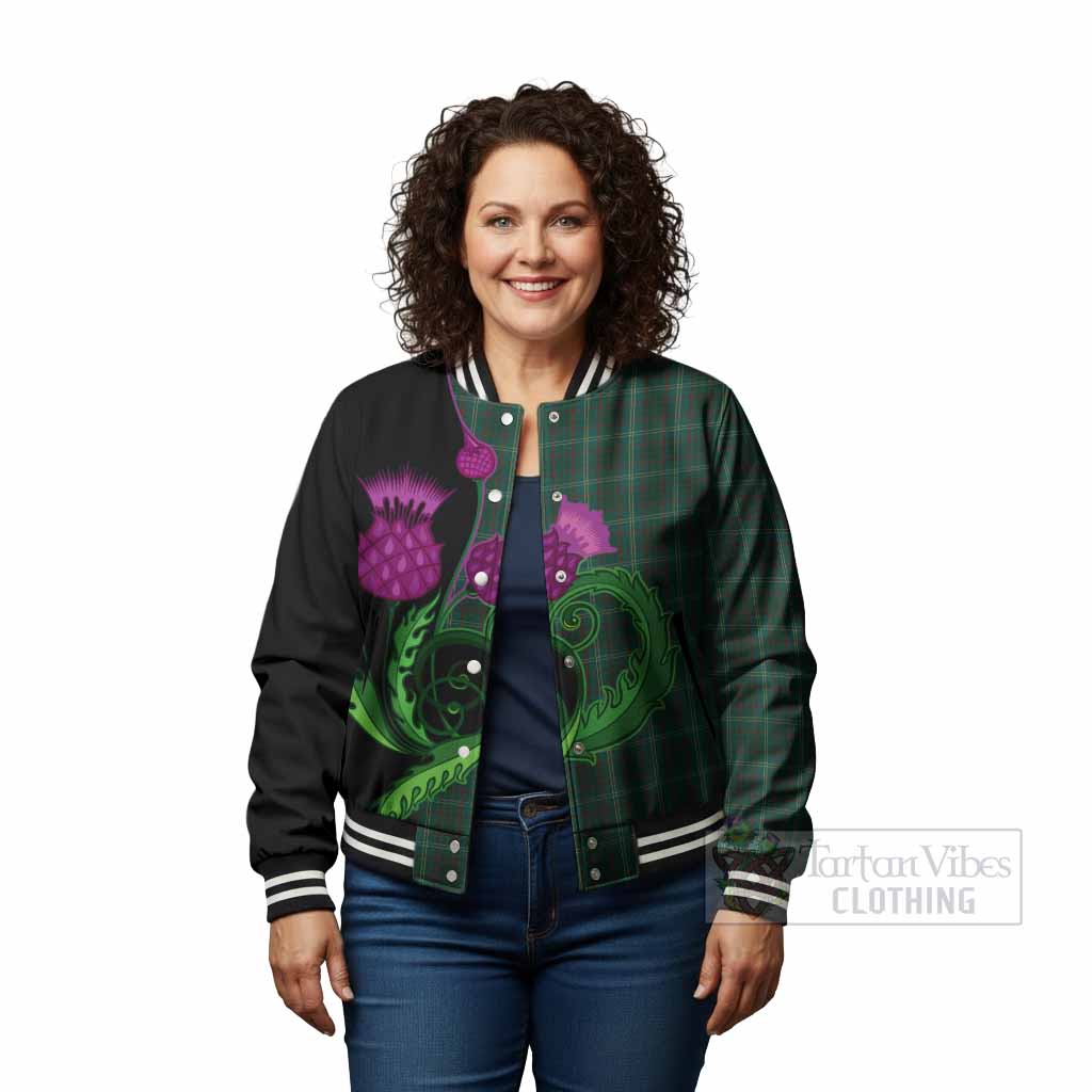 Armagh County Ireland Tartan Baseball Jacket Traditional Scottish Thistle