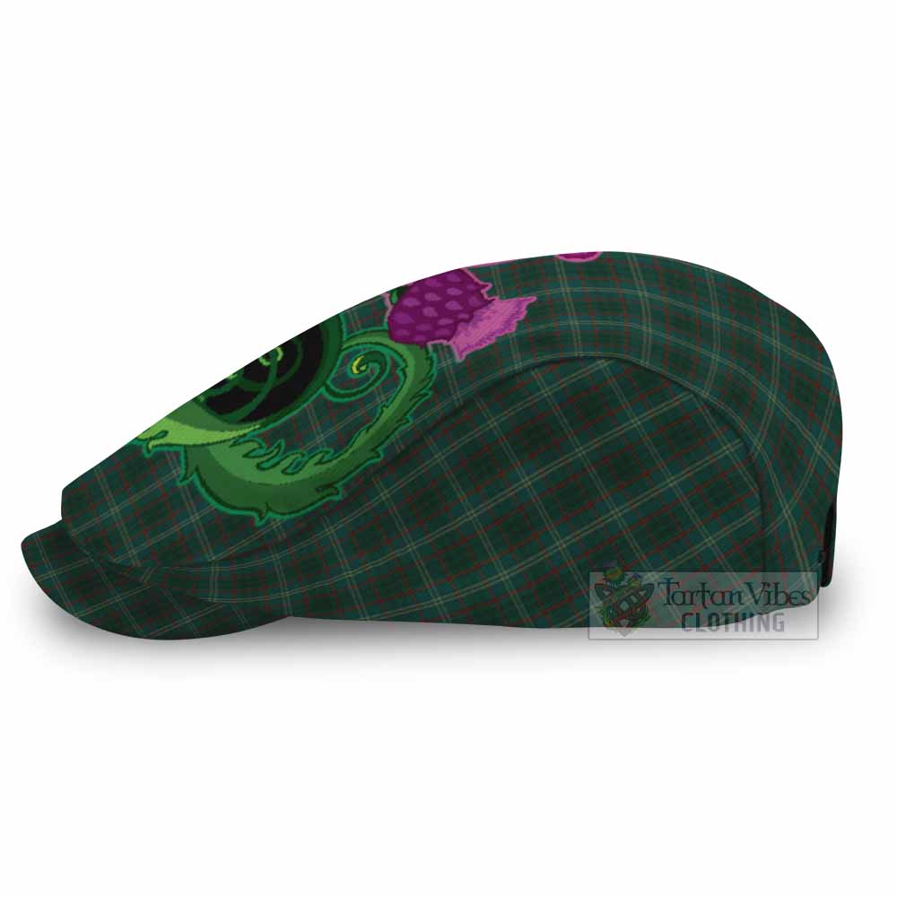 Armagh County Ireland Tartan Flat Cap, Jeff Cap Traditional Scottish Thistle