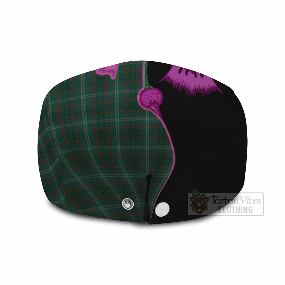 Armagh County Ireland Tartan Flat Cap, Jeff Cap Traditional Scottish Thistle
