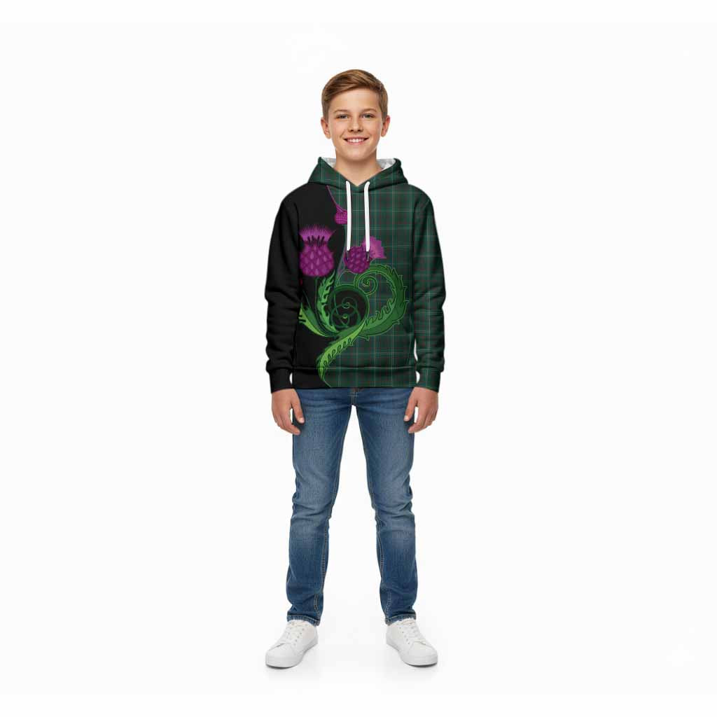 Armagh County Ireland Tartan Kid Hoodie Traditional Scottish Thistle