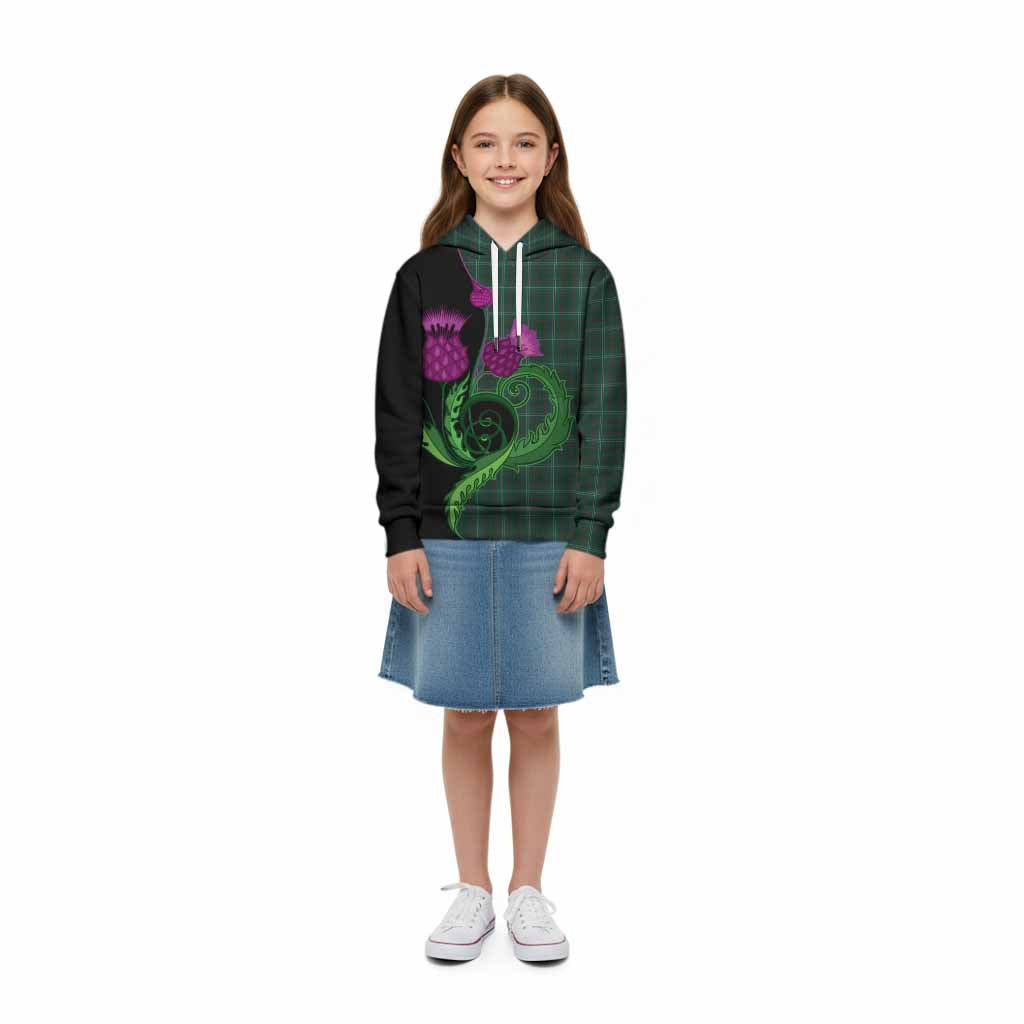 Armagh County Ireland Tartan Kid Hoodie Traditional Scottish Thistle