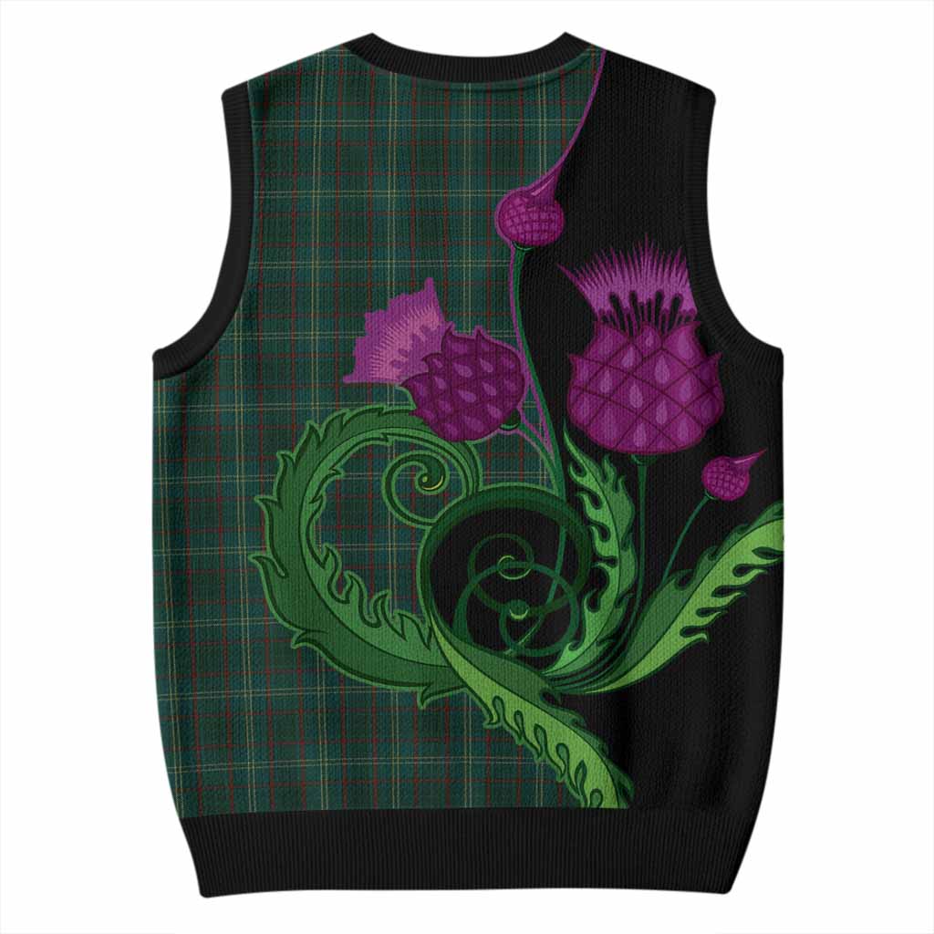 Armagh County Ireland Tartan Knitted V-Neck Vest Traditional Scottish Thistle