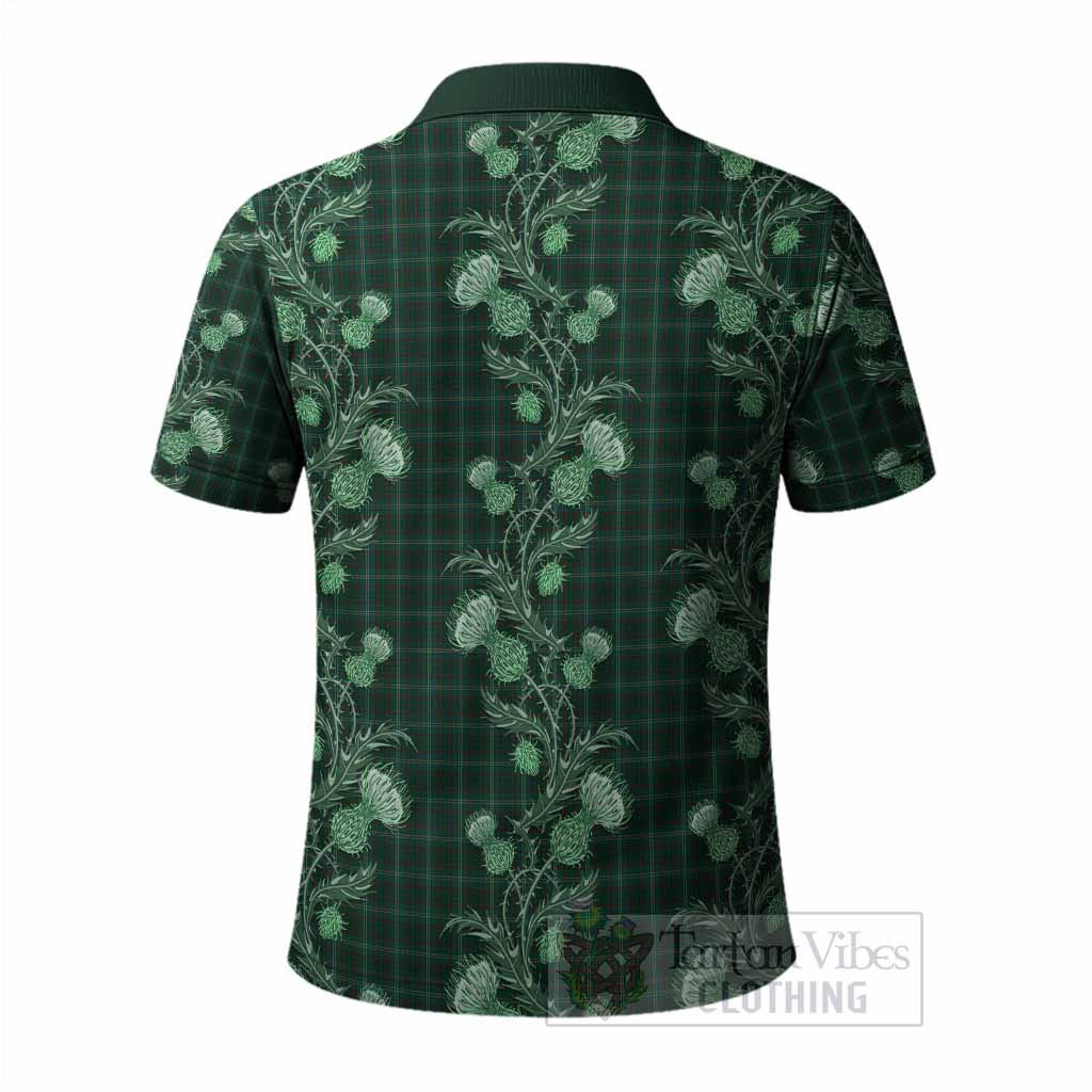 Armagh County Ireland Tartan Polo Shirt Seamless Scottish Thistle Flowers