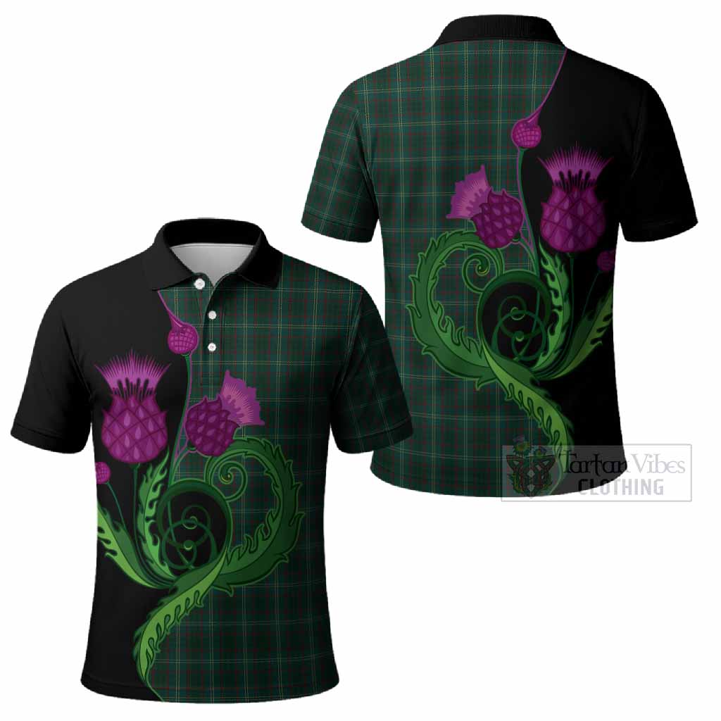 Armagh County Ireland Tartan Polo Shirt Traditional Scottish Thistle