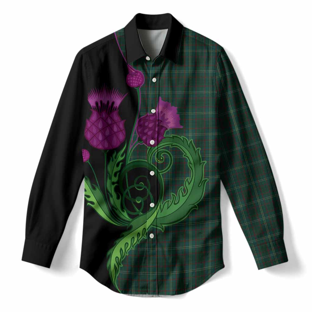 Armagh County Ireland Tartan Women Casual Shirt Traditional Scottish Thistle
