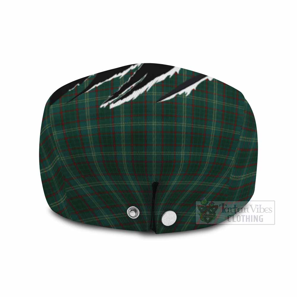 Armagh Tartan Loch Ness Monster Flat Cap, Jeff Cap Celtic Knot Nessie Art