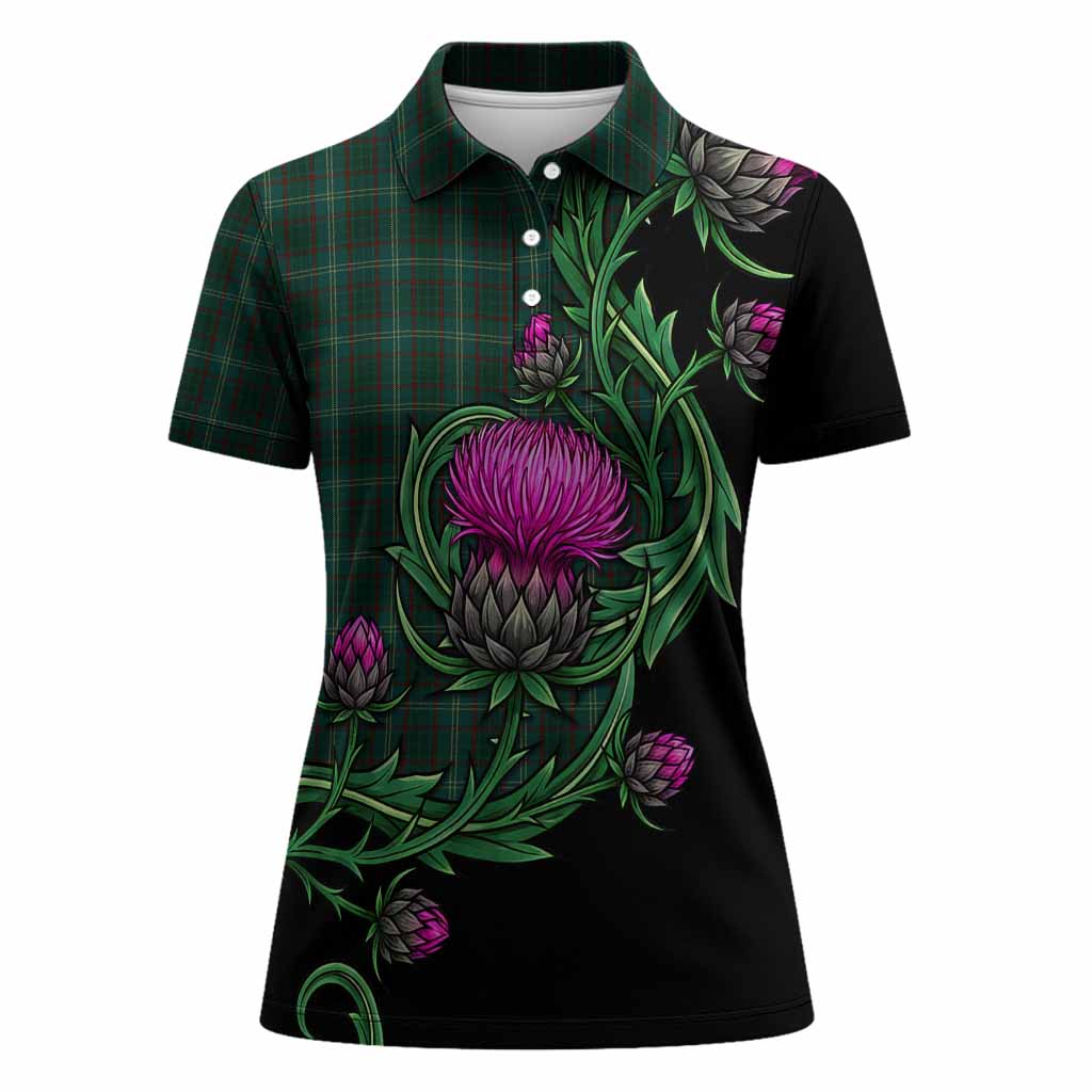 Armagh Tartan Women Polo Shirt Resilient Scottish Thistle