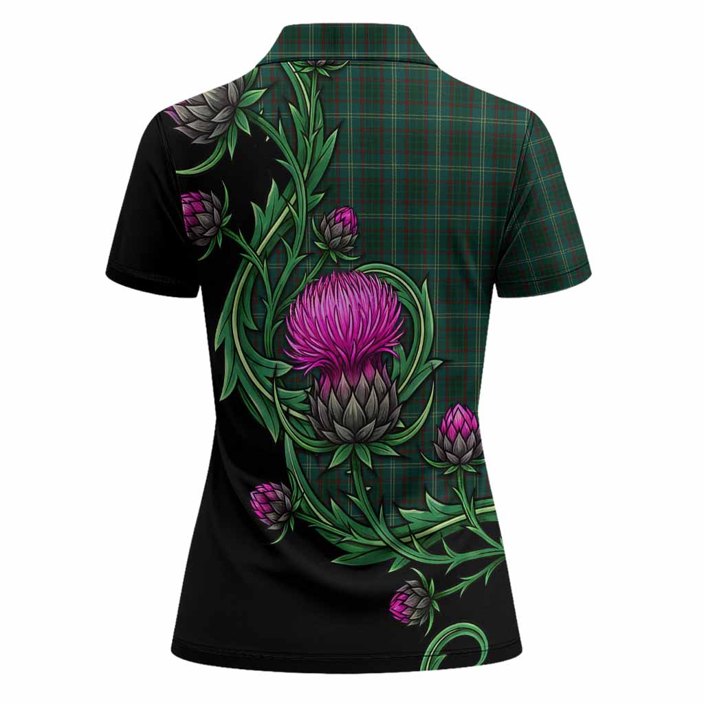 Armagh Tartan Women Polo Shirt Resilient Scottish Thistle