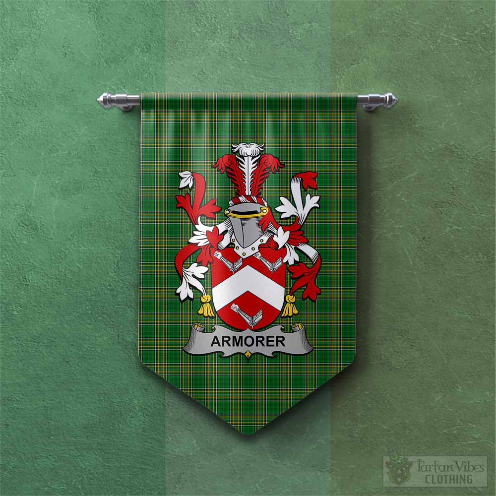 Tartan Vibes Clothing Armorer Irish Clan Tartan Gonfalon, Tartan Banner with Coat of Arms
