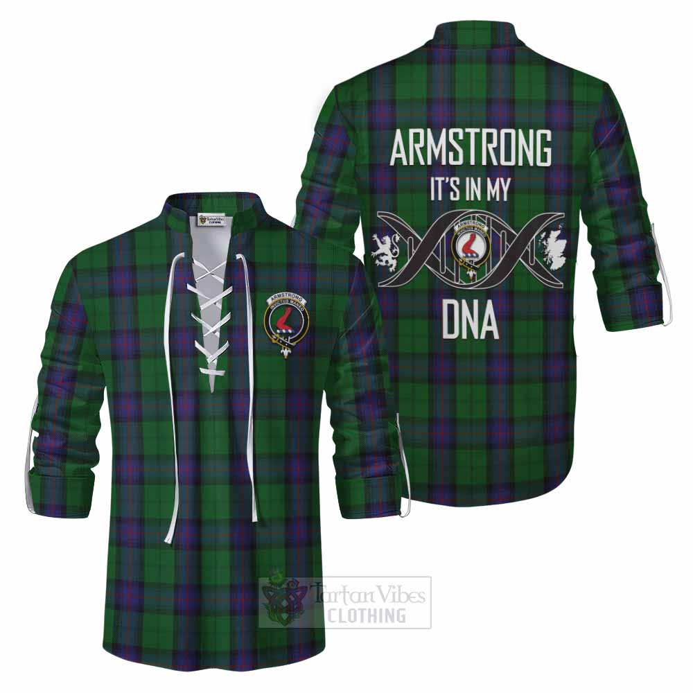 Tartan Vibes Clothing Armstrong Tartan Ghillie Kilt Shirt with Family Crest DNA In Me Style