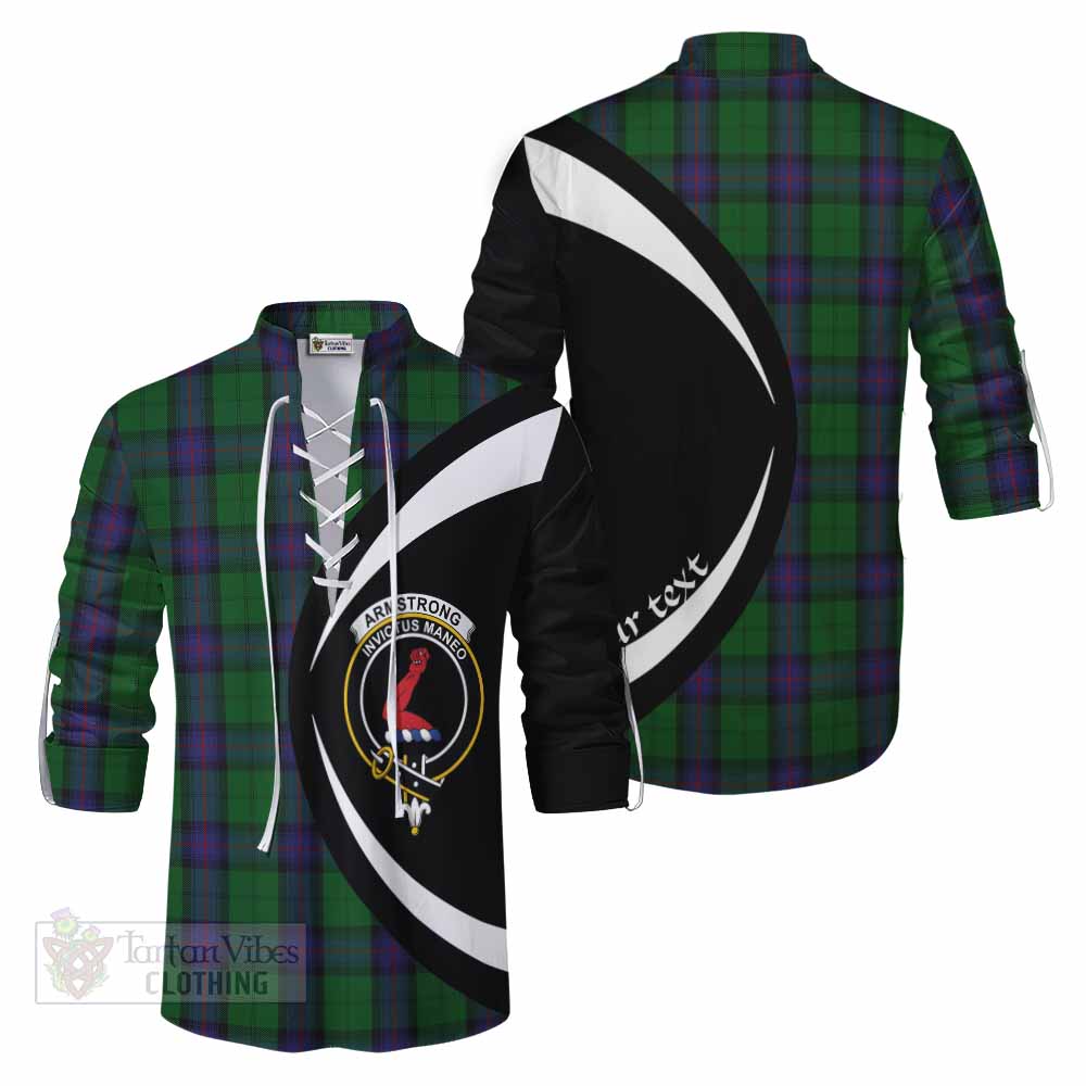 Tartan Vibes Clothing Armstrong Tartan Ghillie Kilt Shirt with Family Crest Circle Style