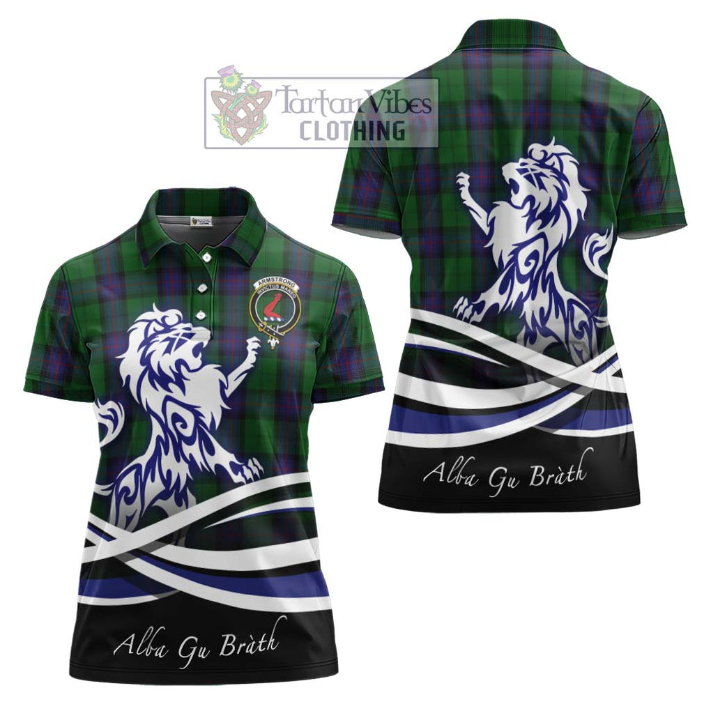 Armstrong Tartan Women's Polo Shirt with Alba Gu Brath Regal Lion Emblem Women - Tartanvibesclothing Shop