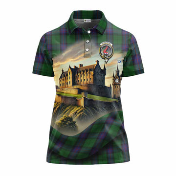 Armstrong Tartan Family Crest Women's Polo Shirt with Scottish Ancient Castle Style