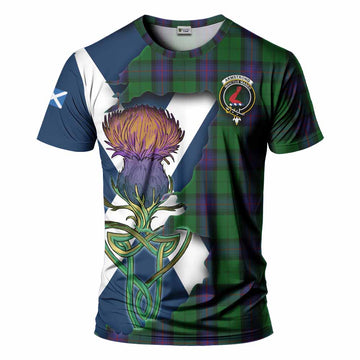 Tartan Vibes Clothing Armstrong Tartan Family Crest T-Shirt Scottish Thistle Celtic Inspired