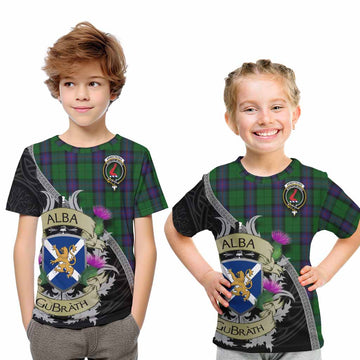Tartan Vibes Clothing Armstrong Tartan Family Crest Kid T-Shirt Lion Rampant Royal Thistle Shield Celtic Inspired