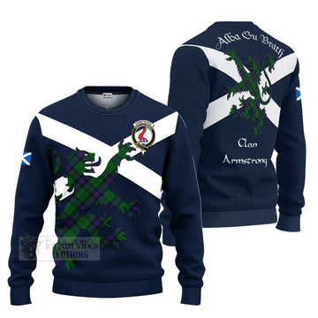 Tartan Vibes Clothing Armstrong Tartan Lion Rampant Knitted Sweater – Proudly Display Your Heritage with Alba Gu Brath and Clan Name