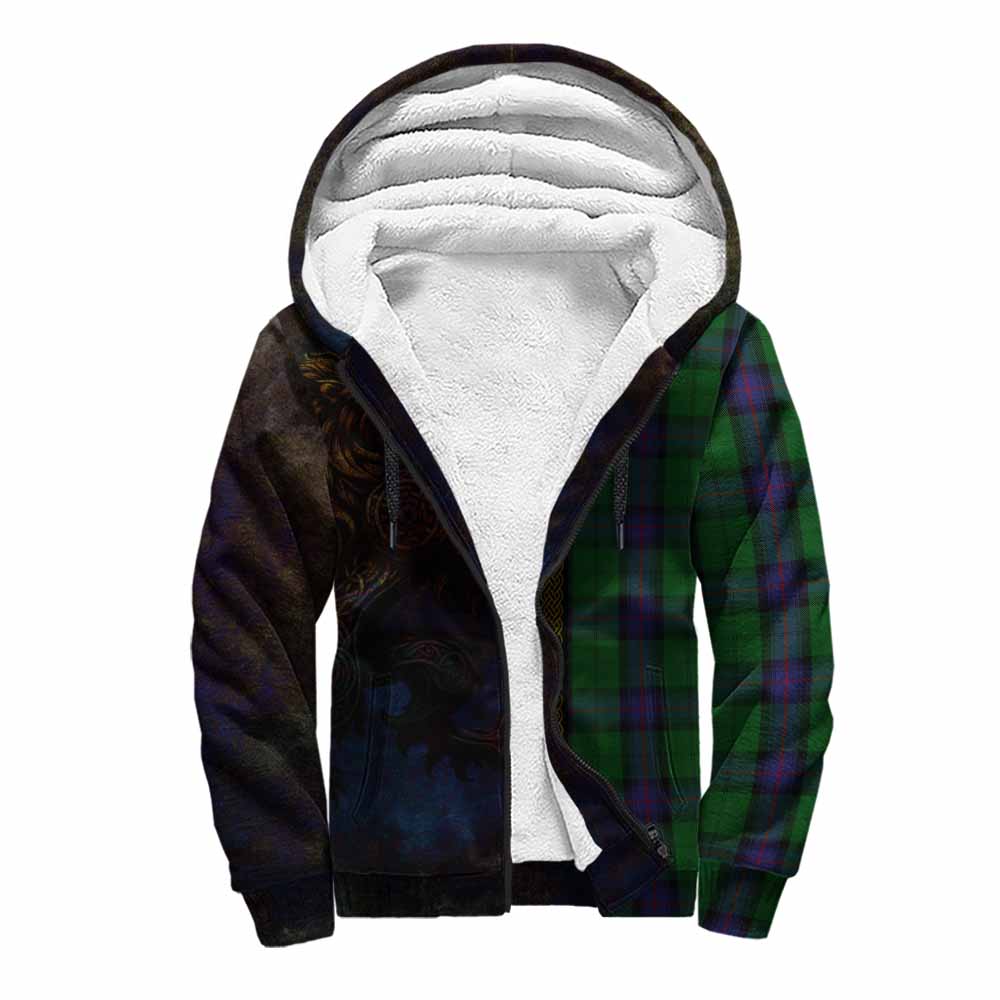 Tartan Vibes Clothing Armstrong Tartan Family Crest Sherpa Hoodie Alba Gu Brath Be Brave Lion Ancient Style