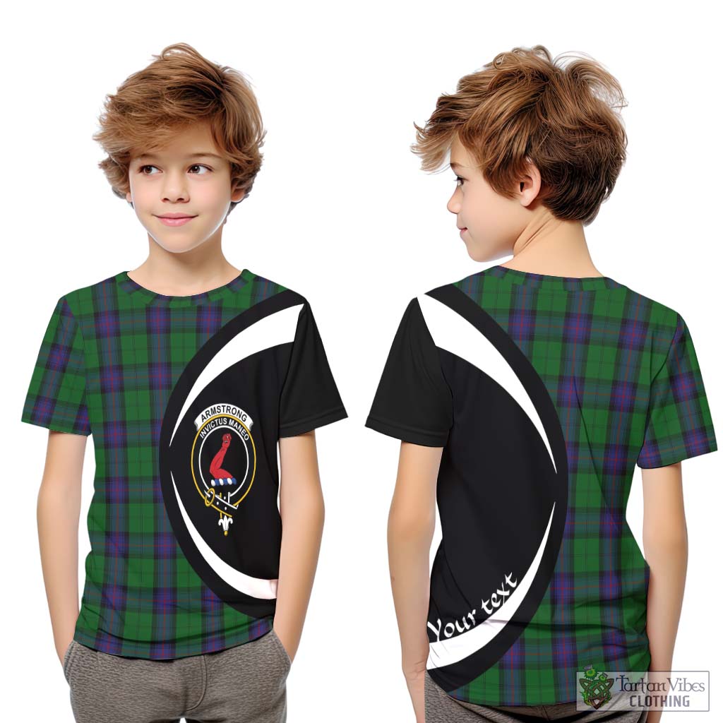 Armstrong Tartan Kid T-Shirt with Family Crest Circle Style Youth XL Size14 - Tartan Vibes Clothing