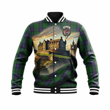 Tartan Vibes Clothing Armstrong Tartan Family Crest Baseball Jacket with Scottish Ancient Castle Style