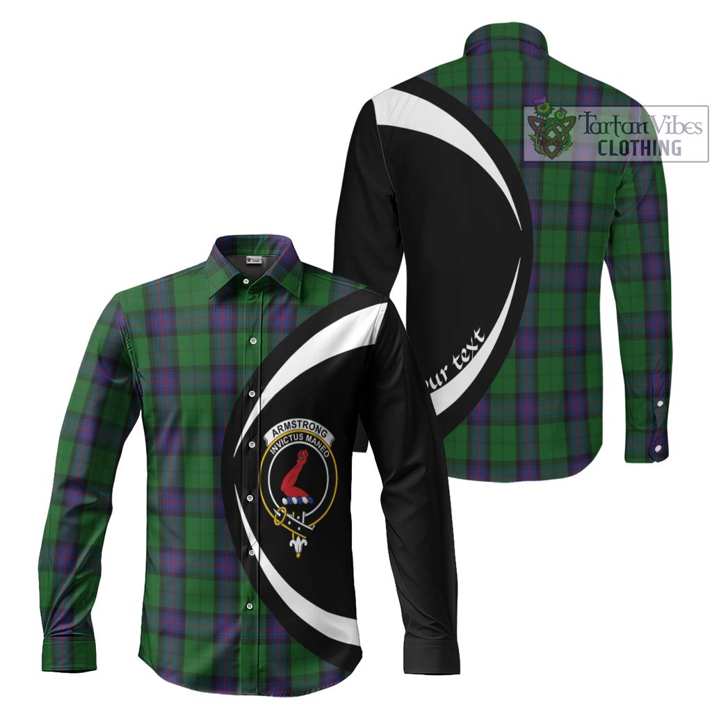 Armstrong Tartan Long Sleeve Button Up with Family Crest Circle Style Men's Shirt S - Tartan Vibes Clothing
