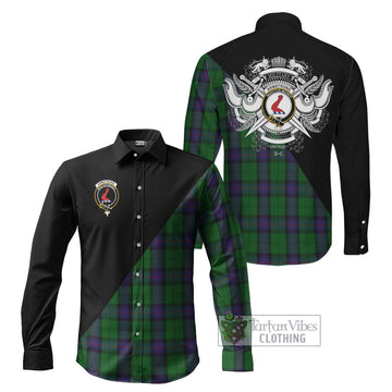 Armstrong Tartan Long Sleeve Button Shirt with Family Crest and Military Logo Style