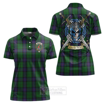 Tartan Vibes Clothing Armstrong Tartan Women's Polo Shirt with Family Crest Celtic Skull Style