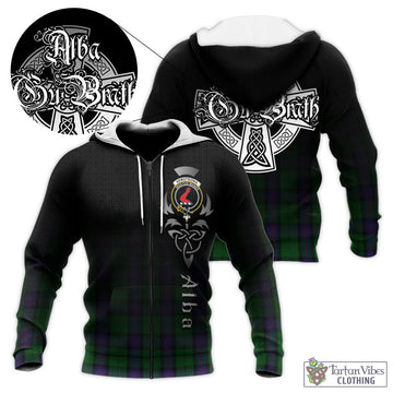 Tartan Vibes Clothing Armstrong Tartan Knitted Hoodie Featuring Alba Gu Brath Family Crest Celtic Inspired