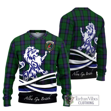 Armstrong Tartan Knitted Sweater with Alba Gu Brath Regal Lion Emblem Unisex - Tartanvibesclothing Shop