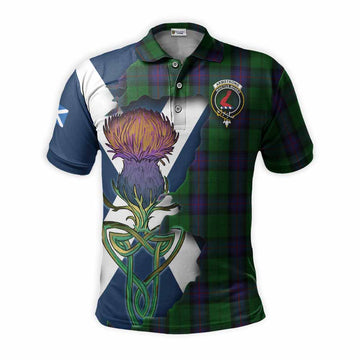 Armstrong Tartan Family Crest Polo Shirt Scottish Thistle Celtic Inspired