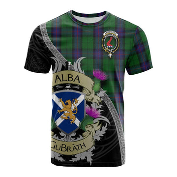 Tartan Vibes Clothing Armstrong Tartan Family Crest Cotton T-shirt Lion Rampant Royal Thistle Shield Celtic Inspired