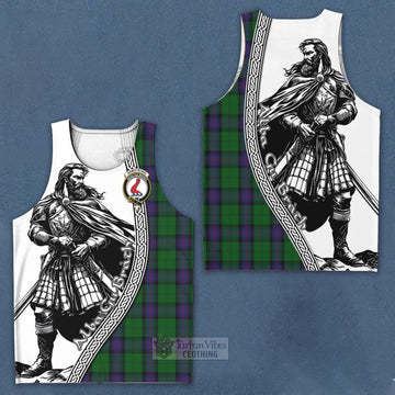 Tartan Vibes Clothing Armstrong Tartan Clan Crest Men's Tank Top with Highlander Warrior Celtic Style